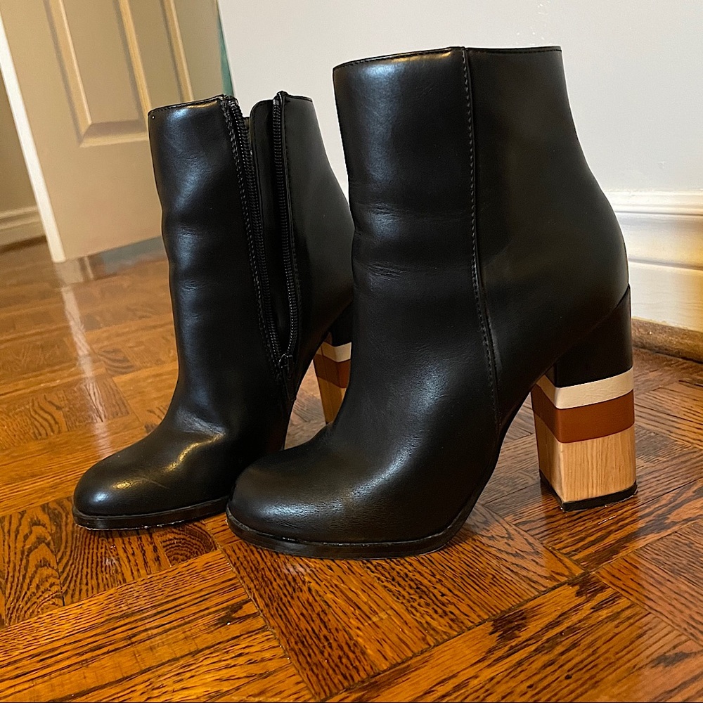Heeled Leather Chunky Boots